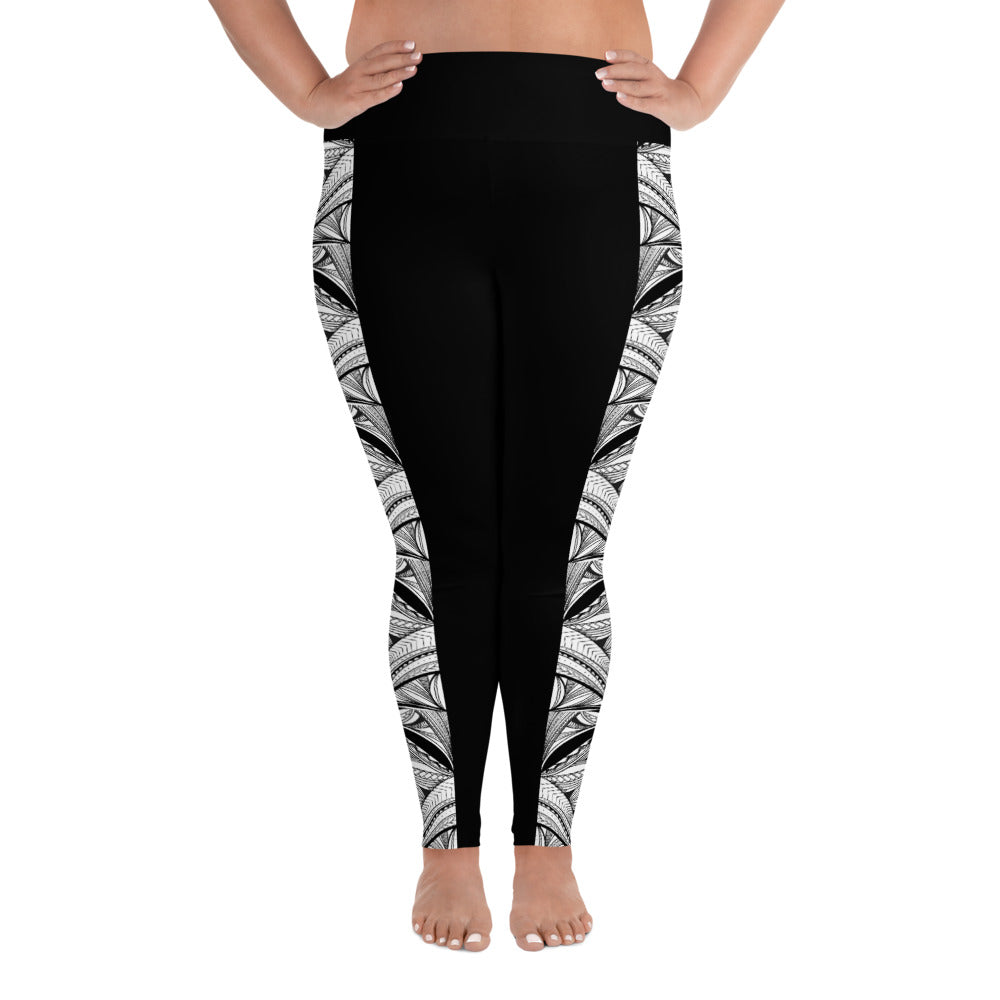 Black White Striped Yoga Pants All-over Print Plus Size Leggings