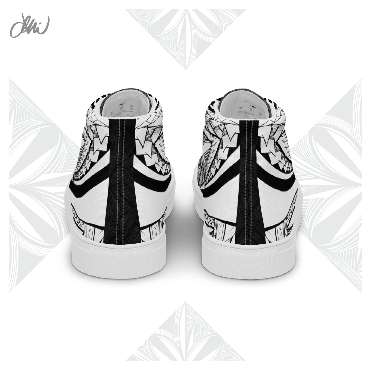 Samoa Tatau Black White Women’s high top canvas shoes
