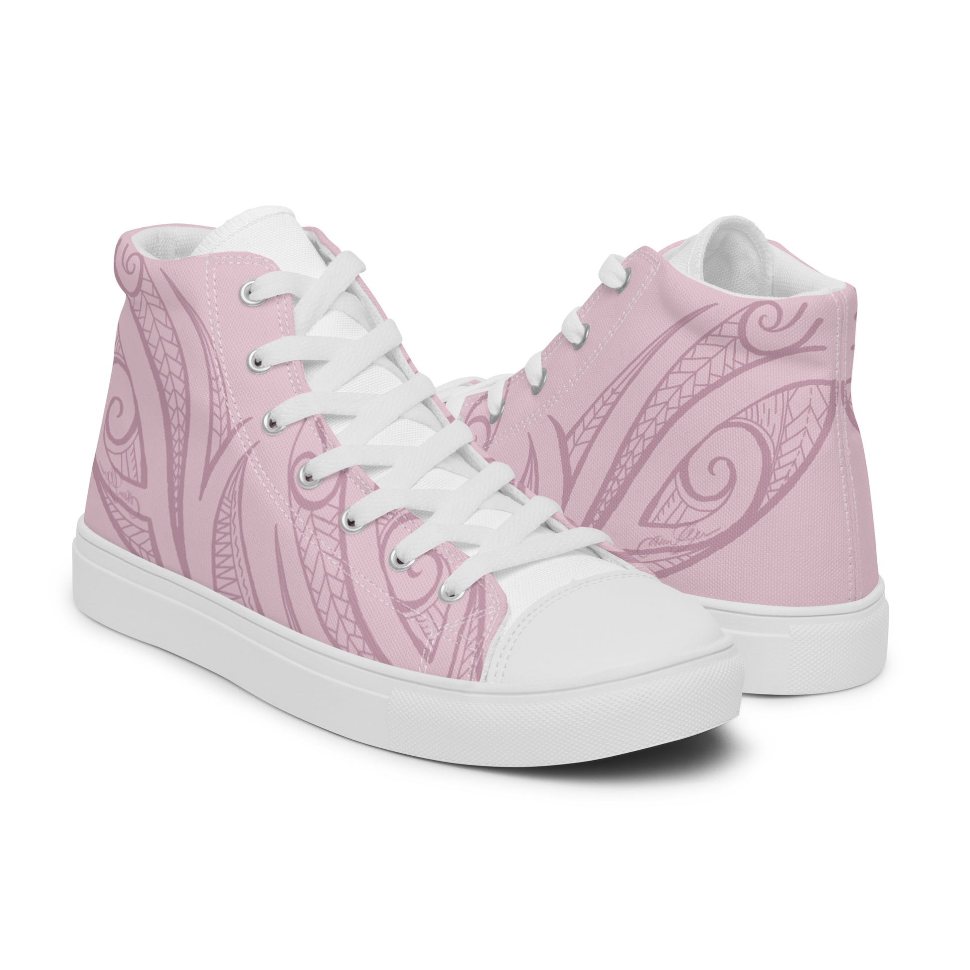 Pink Pasifika Men s high top canvas shoes